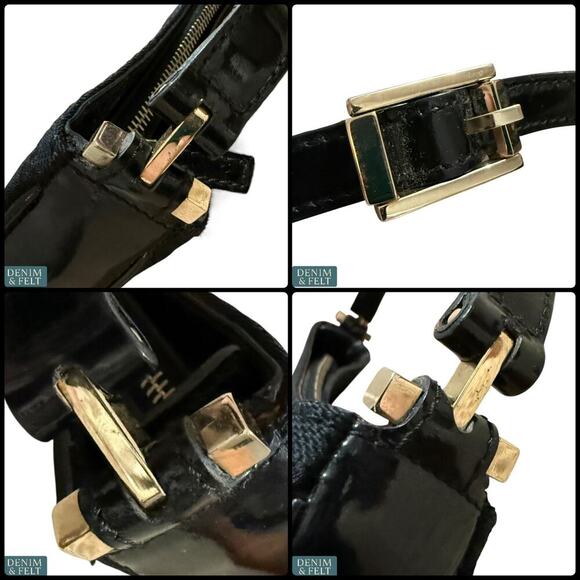 Gucci Black GG Monogram Mini Shoulder Bag with Patent Leather Trim, Vintage - Picture 16 of 16